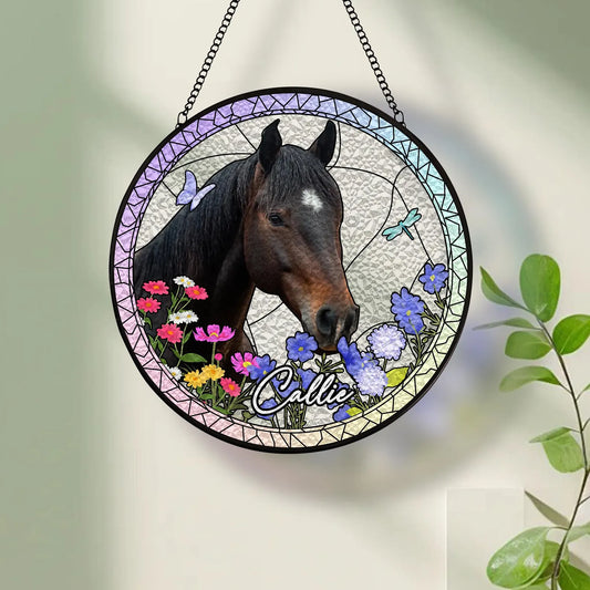 Custom Horse Portrait Stained Glass Suncatcher